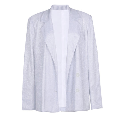 Euphoria Outfits | White Glitter Blazer Crop Top & Pants 3-piece set, add each item separately✨