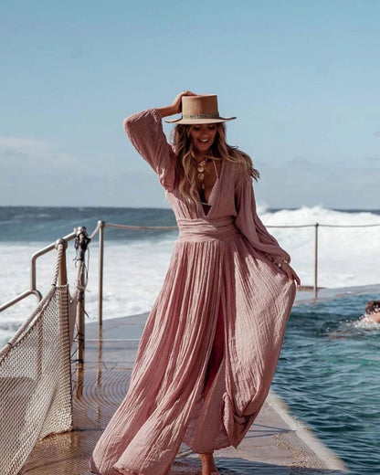 Summer Capsule Wardrobe | Cotton Lantern Sleeve Vacation Dress