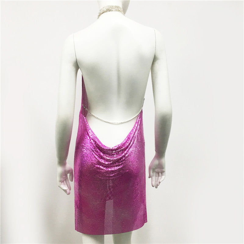Rhinestone Dresses | Backless Rhinestone Mini Dress