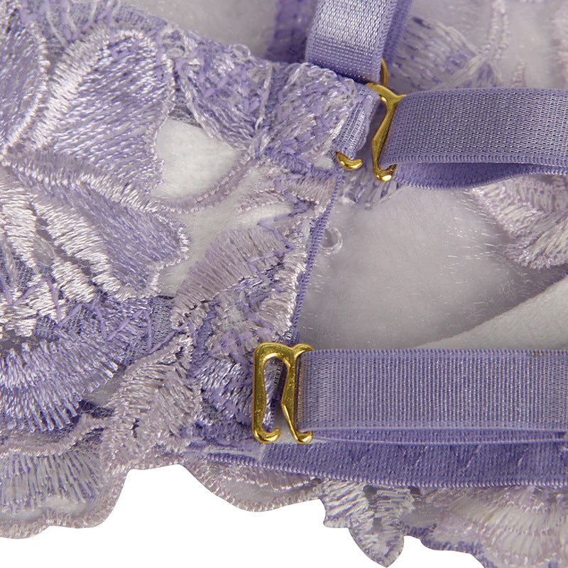 2023 Fashion Trends | Lavender Haze Lilac See-Through Lace Lingerie Outfits 3-piece Set