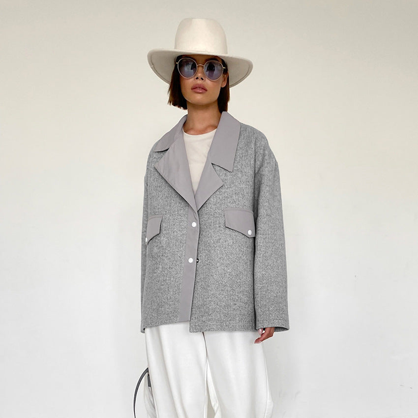 Cute Winter Outfits | Gray Blazer Wool Coat