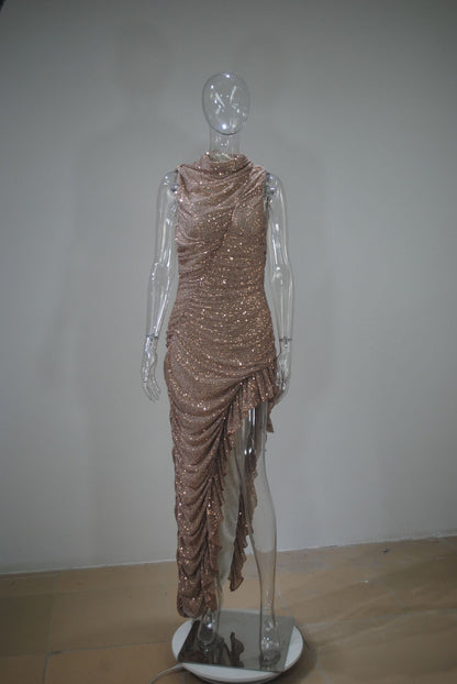 Euphoria Outfits | Caramel Brown Aesthetic Sequined Mermaid Dress