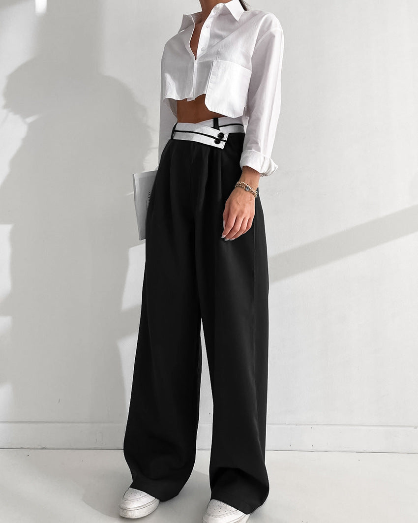Summer Outfits | White Contrast Black Wide Leg Pants
