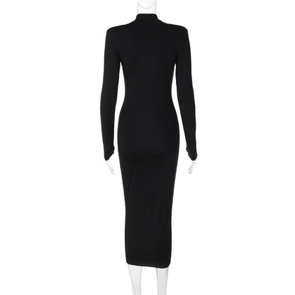 Fall Dresses | Long Turtleneck Black Dress