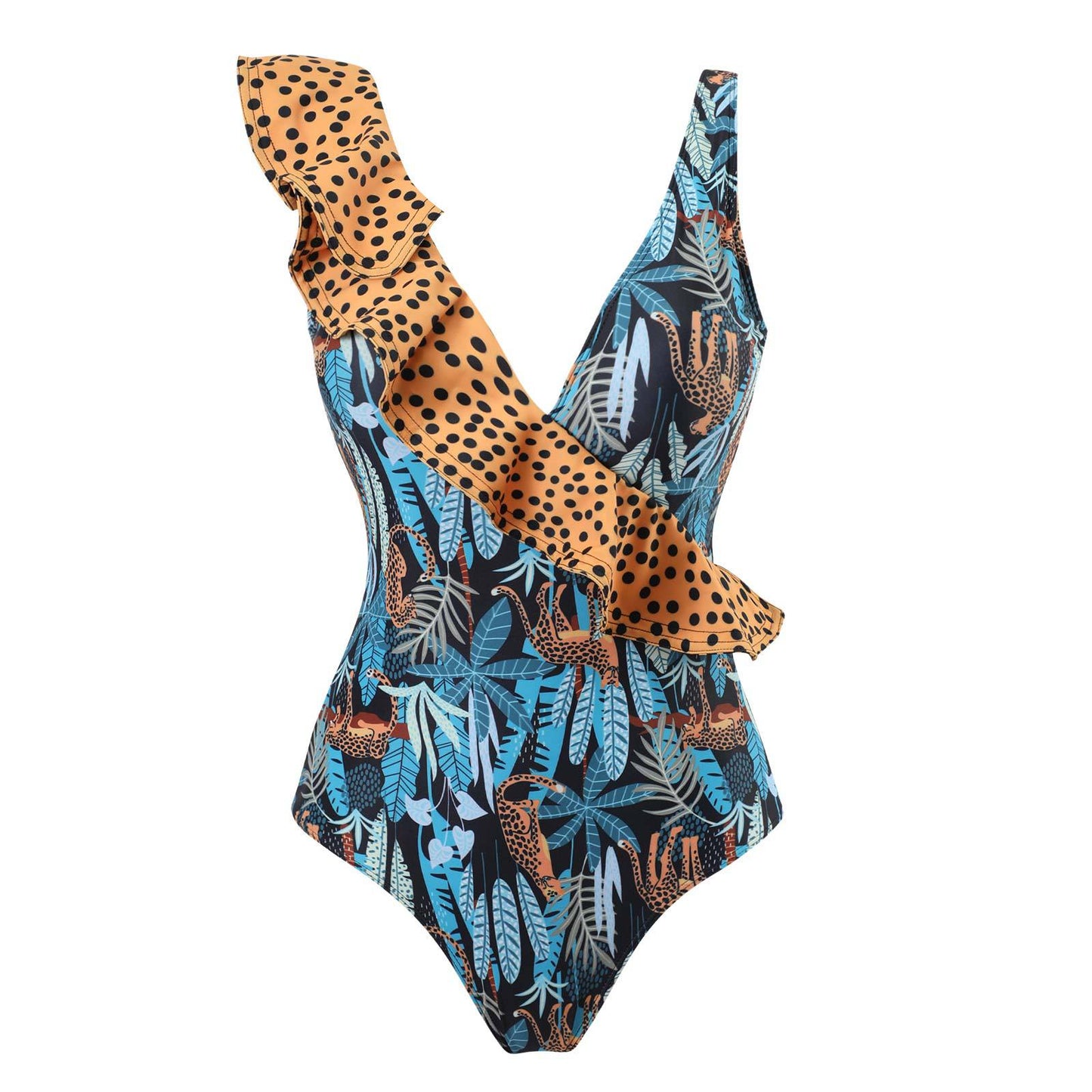 Summer Outfits | Leopard Print Ruffle Swimwear Bikini Chiffon Dress