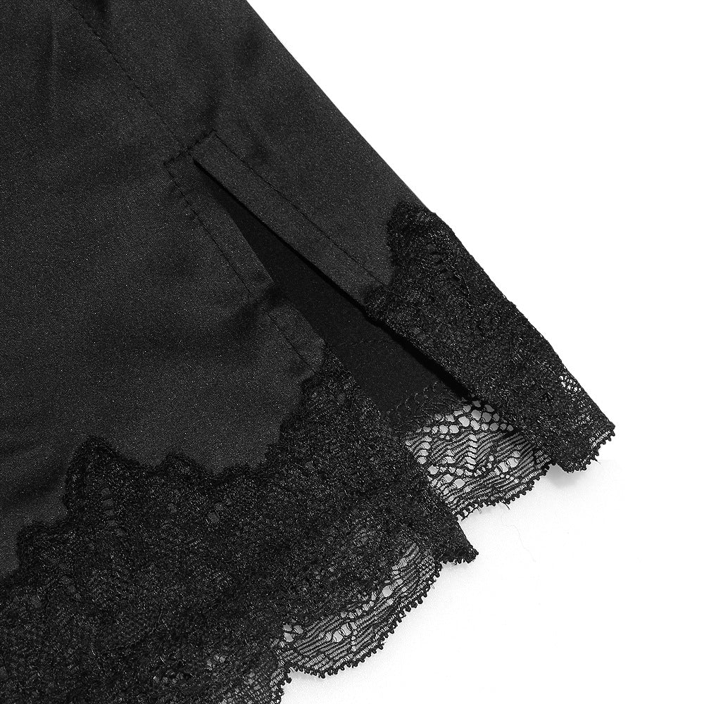 Little Black Dresses |  Black Lace Silk Corset Mini Dress