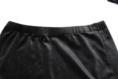 2023 Fashion Trends | Crystal Tassel Backless Crop Top Velvet Skirt Outfit 2-piece Set