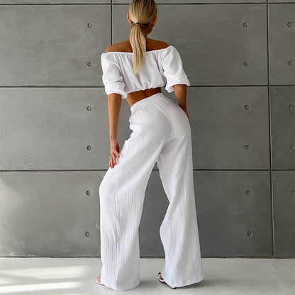 Summer Outfits 2023 | Cotton Crop Top Pants Outfit 2-piece Set