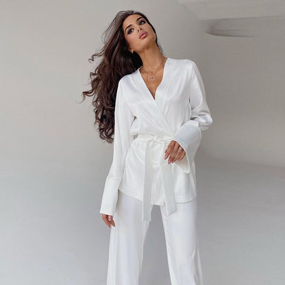 Summer Outfits 2022 | Comfortable Skin-Friendly  Robe Silk Pants Outfit