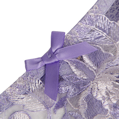 2023 Fashion Trends | Lavender Haze Lilac See-Through Lace Lingerie Outfits 3-piece Set
