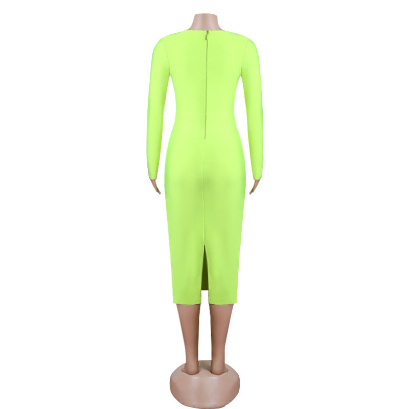 Neon Green Aesthetic | Elegant Neon Green Chic Dress