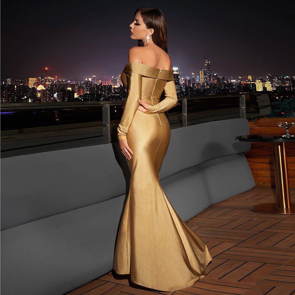 Lovestruck Rose Gold Luxe Sweetheart Off Shoulder Sequin Fishtail Dres –  Nazz Collection