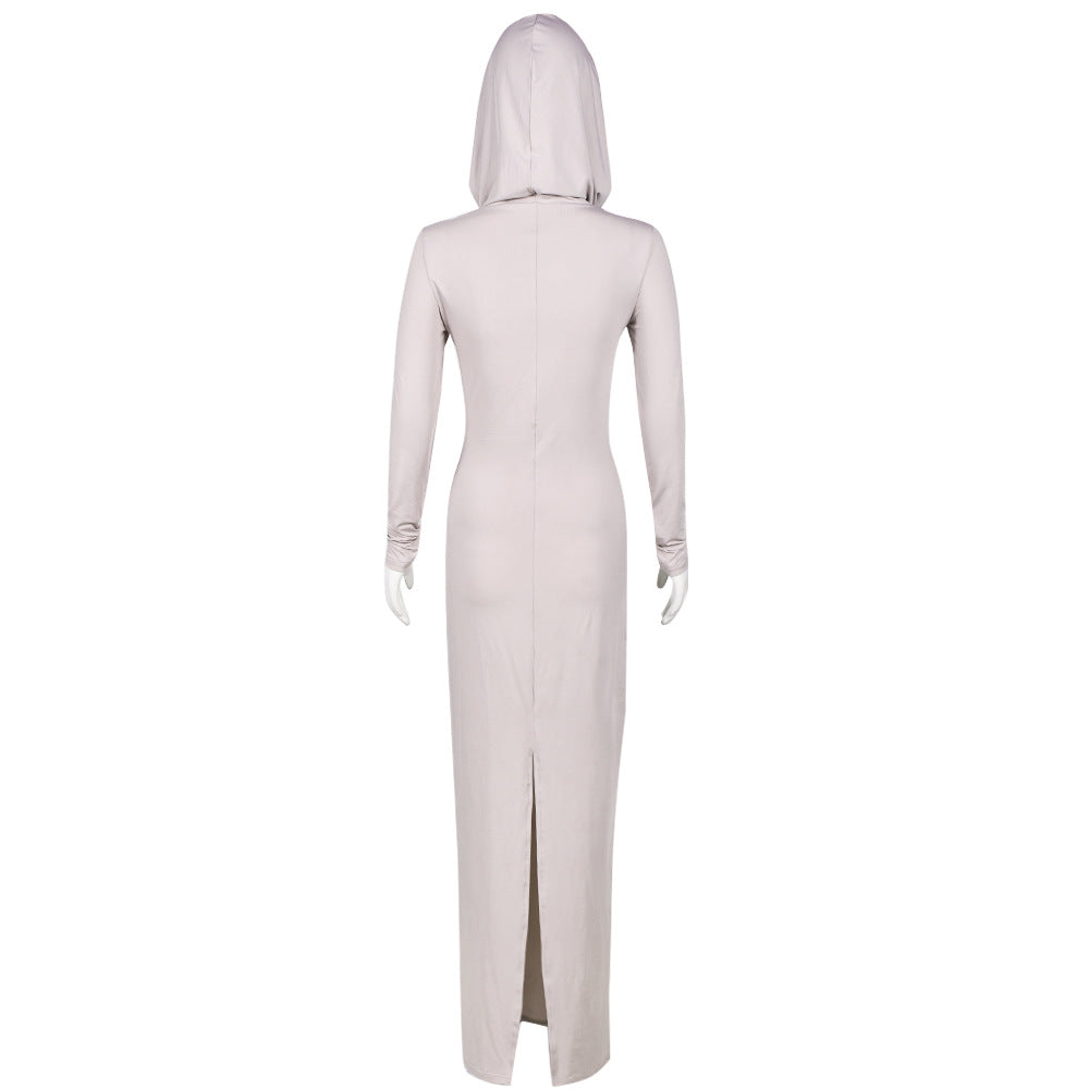 Summer Outfits | High Elastic Elegant Slim Hooded Dress L / White Summer Outfits | High Elastic Elegant Slim Hooded Dress L / White