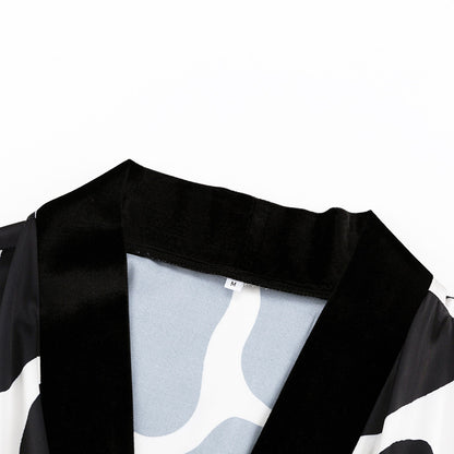 Fall Outfits Robe Dress | Black & White Abstract Kimono Dress