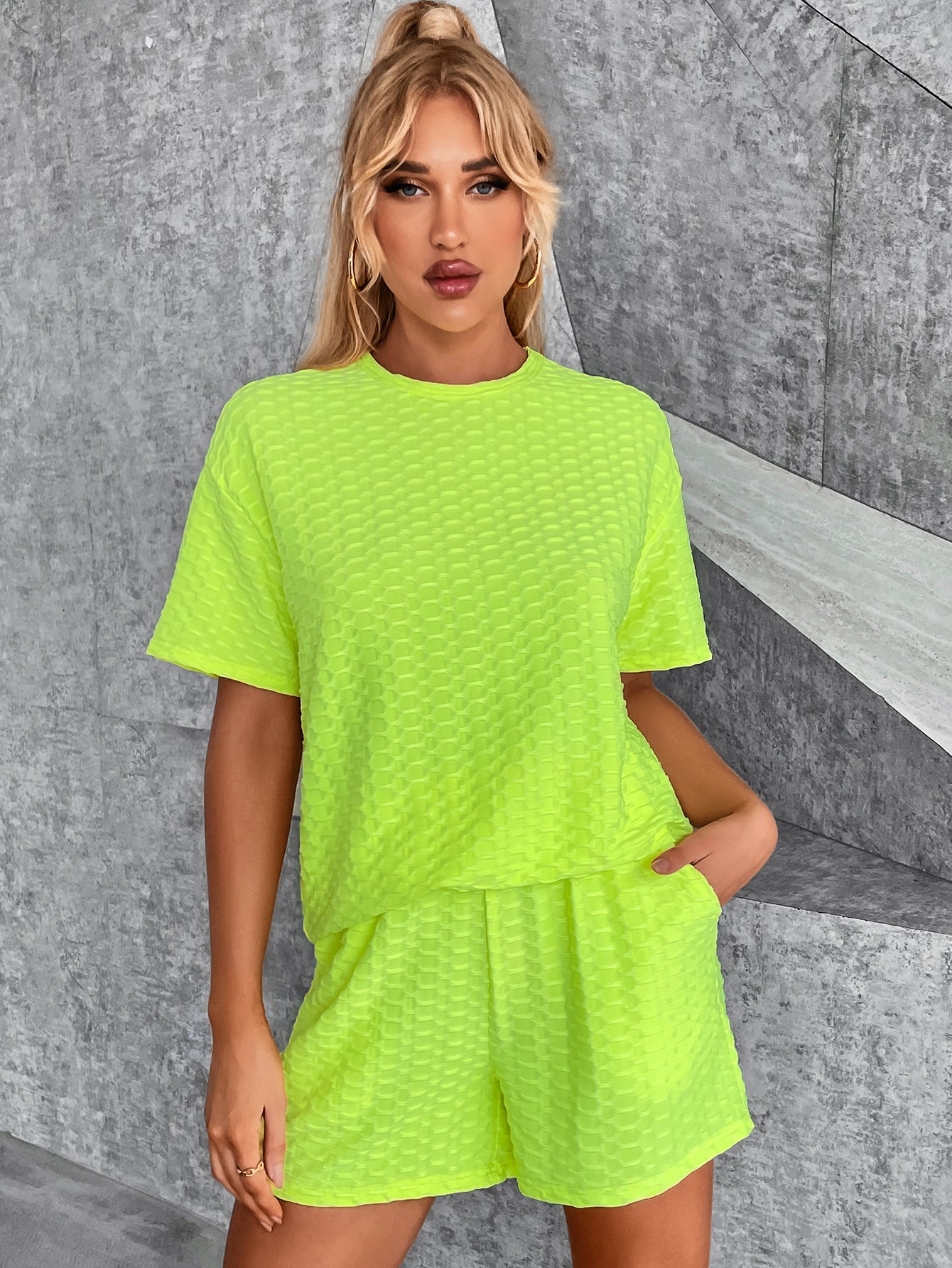 Everyday Outfits | Neon Green Viscose Summer Outfit 2-piece Set