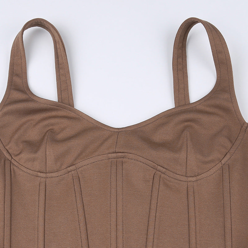 Summer Dresses | Brown Aesthetic Corset Mini Dress