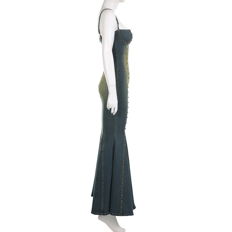 Denim Outfits 2023 | Denim Maxi Mermaid Dress