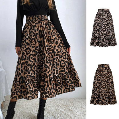 Fashion Outfits | Y2K Aesthetic High Waist Chiffon Leopard Skirt