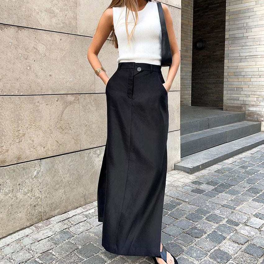 summer black skirt outfit