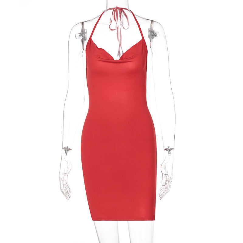 Summer Outfits 2023 | Side Slit Silk Backless Halter Mini Dress