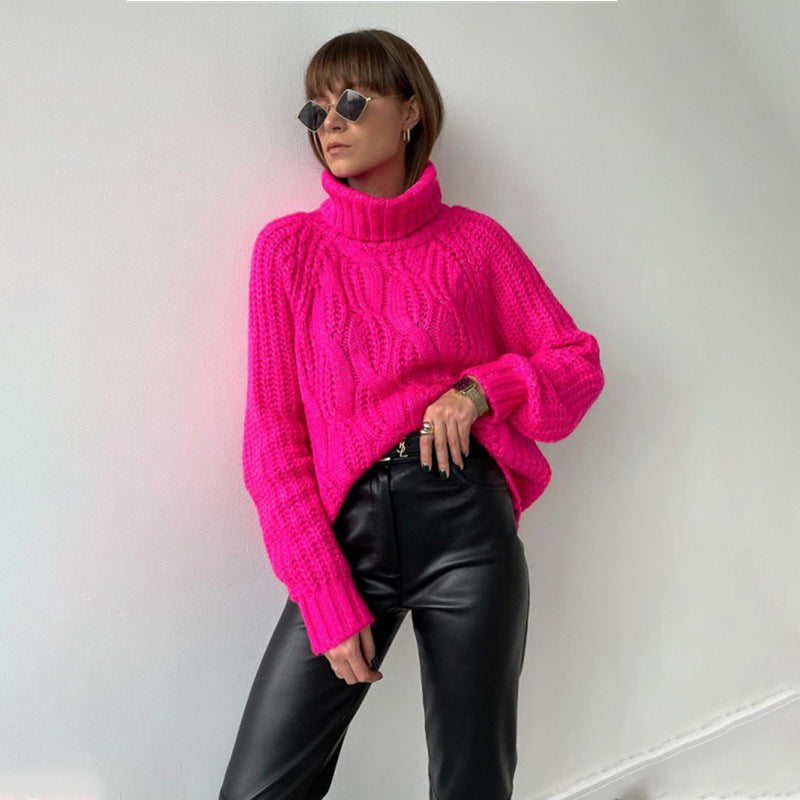 Fall Outfits | Hot Pink Aeshetic Turtleneck – TGC FASHION