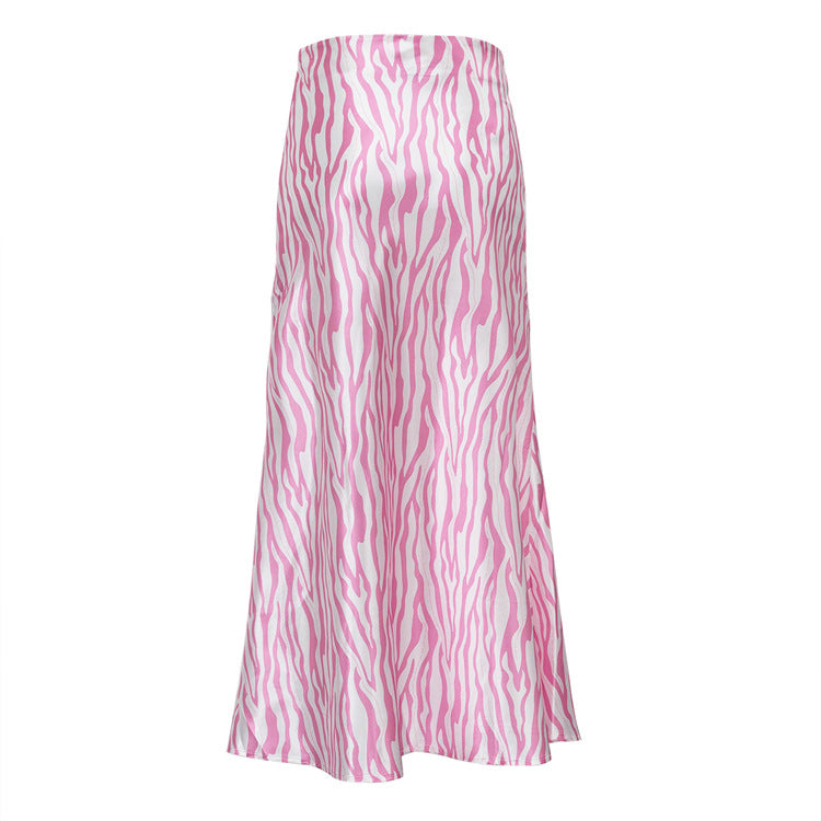 Pink Summer Outfits | Hot Pink Zebra Print Mid Length Fishtail A-line Skirt
