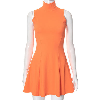 Fashion Outfits | Pink Aesthetic & Orange Aesthetic Turtleneck Dress