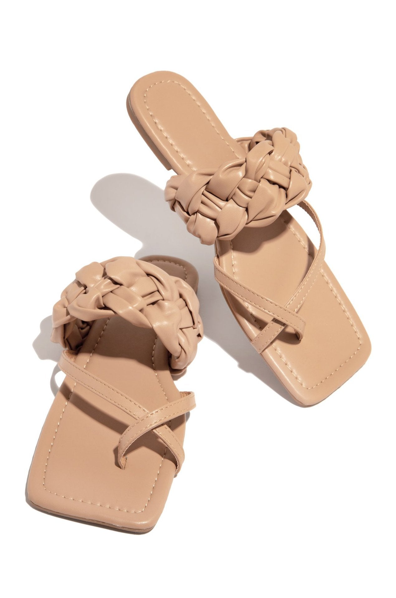 Spring Summer Sandals | Braided Cross Toe Flat Sandal