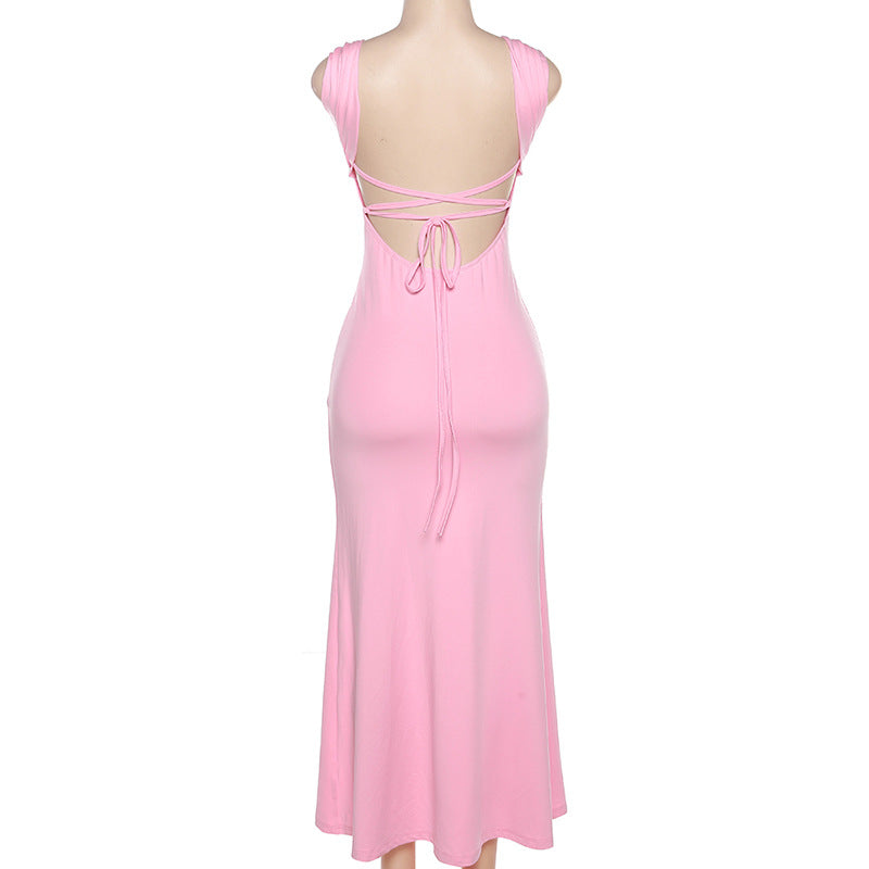 Barbiecore Outfits | Pink Backless Mermaid Summer Dress,