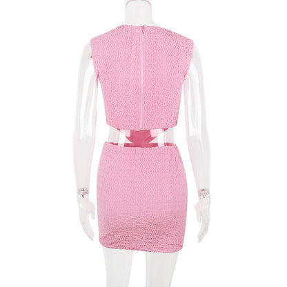 Summer Outfits  2023 | Cute Pink Cut Out Corset Mini Skirt Outfit 2-piece Set