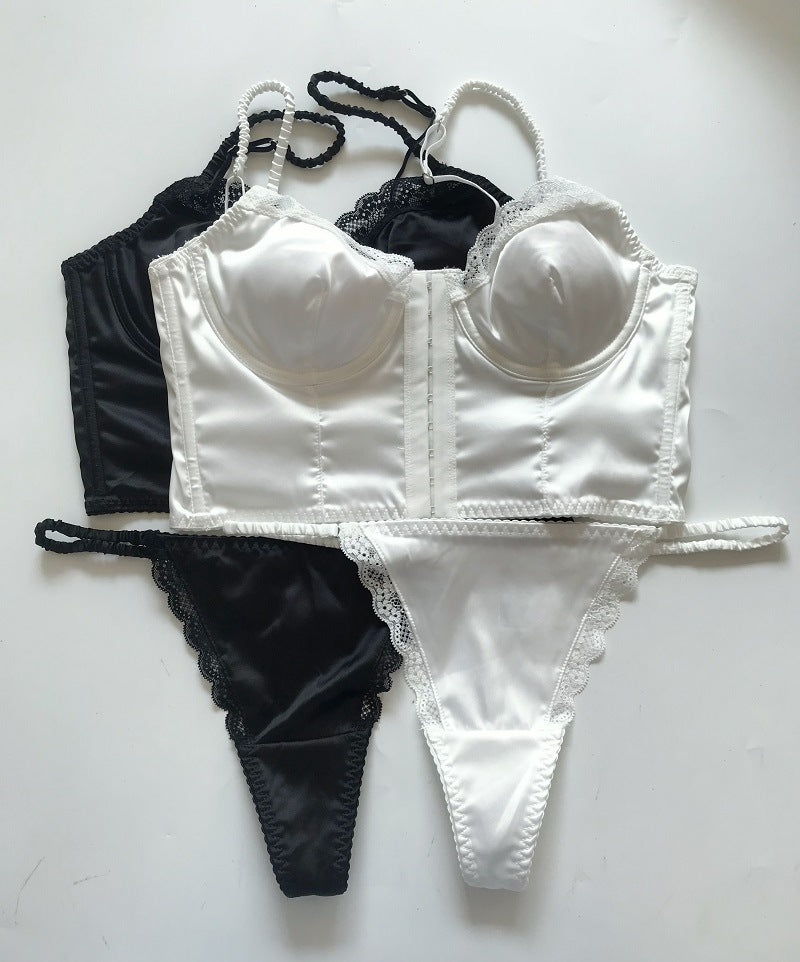 Lingerie Outfits | Satin Corset Bra Vest Panty Lingerie Outfit 2-piece Set XL / White Lingerie Outfits | Satin Corset Bra Vest Panty Lingerie Outfit 2-piece Set XL / White