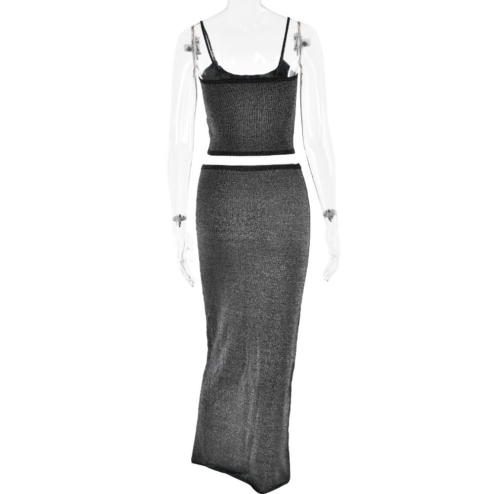 Y2K Outfits | NYE Aesthetic Cami Top Maxi Skirt Outfit 2-piece Set