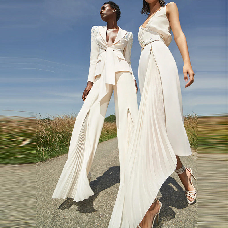 2023 Fashion Trends | Luxury Winter White Blazer Outfit 2-piece Set