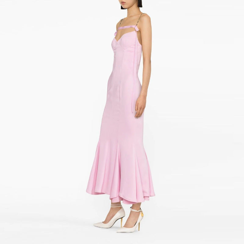 Barbiecore Outfit | Mermaid Pink Summer Maxi Dress
