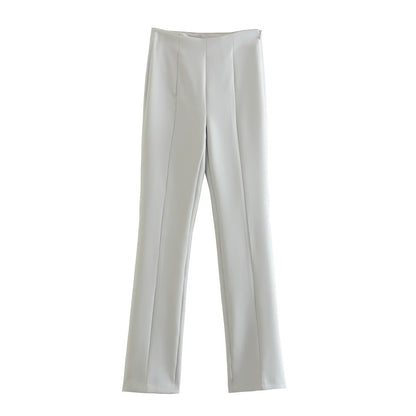 Fall Outfits Women | Minimalist Silk Blazer High Waist Trouser Outfit 2-piece Set