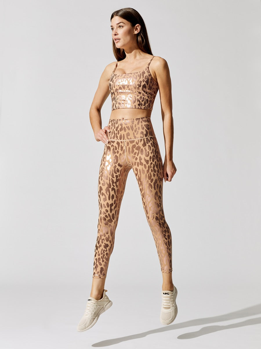 2023 Fashion Trends Gym Outfits | Leopard Print Gold and Silver Gym Aesthetic Outfit 2-piece Set