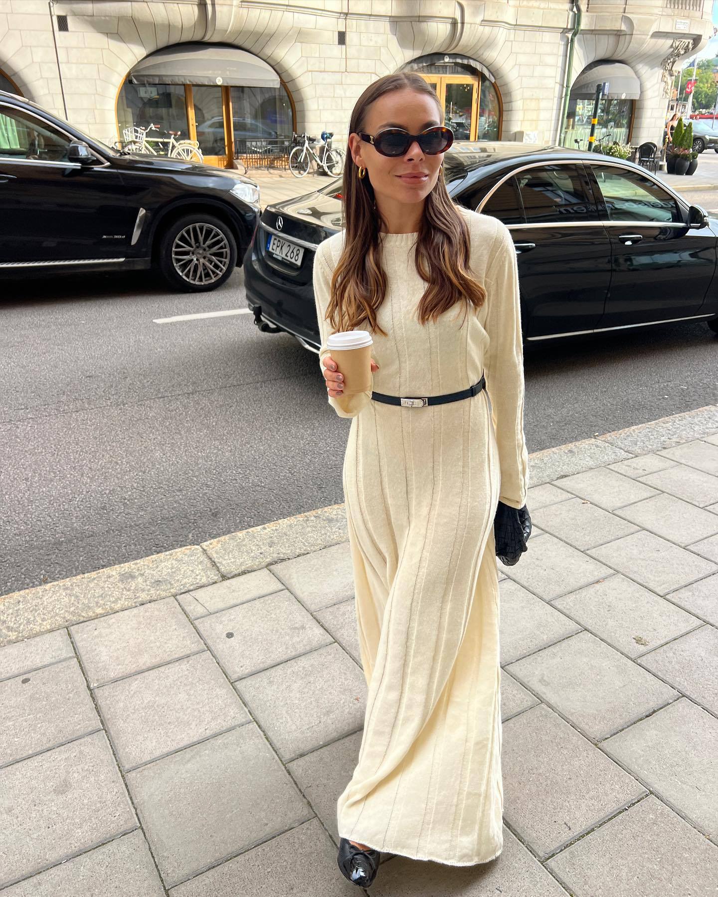 Sweater Dresses | Elegant Long Sleeve Knitted Cotton Maxi Dress L / White Sweater Dresses | Elegant Long Sleeve Knitted Cotton Maxi Dress L / White