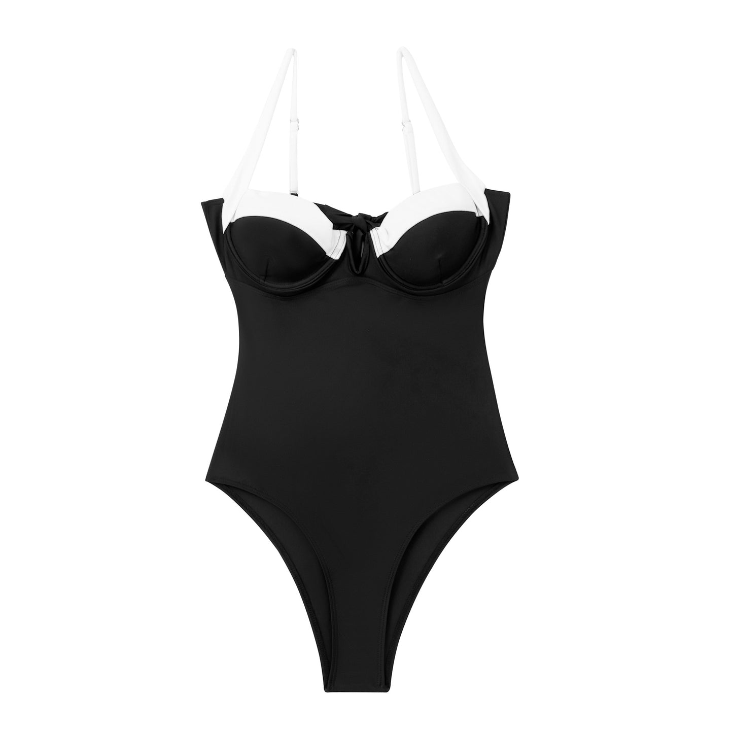 Capsule Wardrobe | Classic Black and White Contrast Conservative One Piece Swimsuit