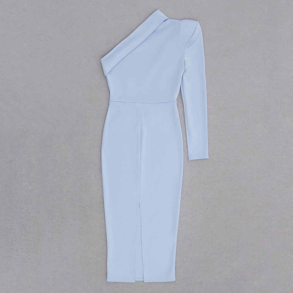 Elegant Dresses 2023 | One Shoulder Puff Sleeve Bow Dress