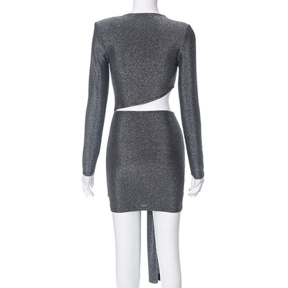NYE Outfits 2024 | Long Sleeve Glitter Cut Out Mini Dress