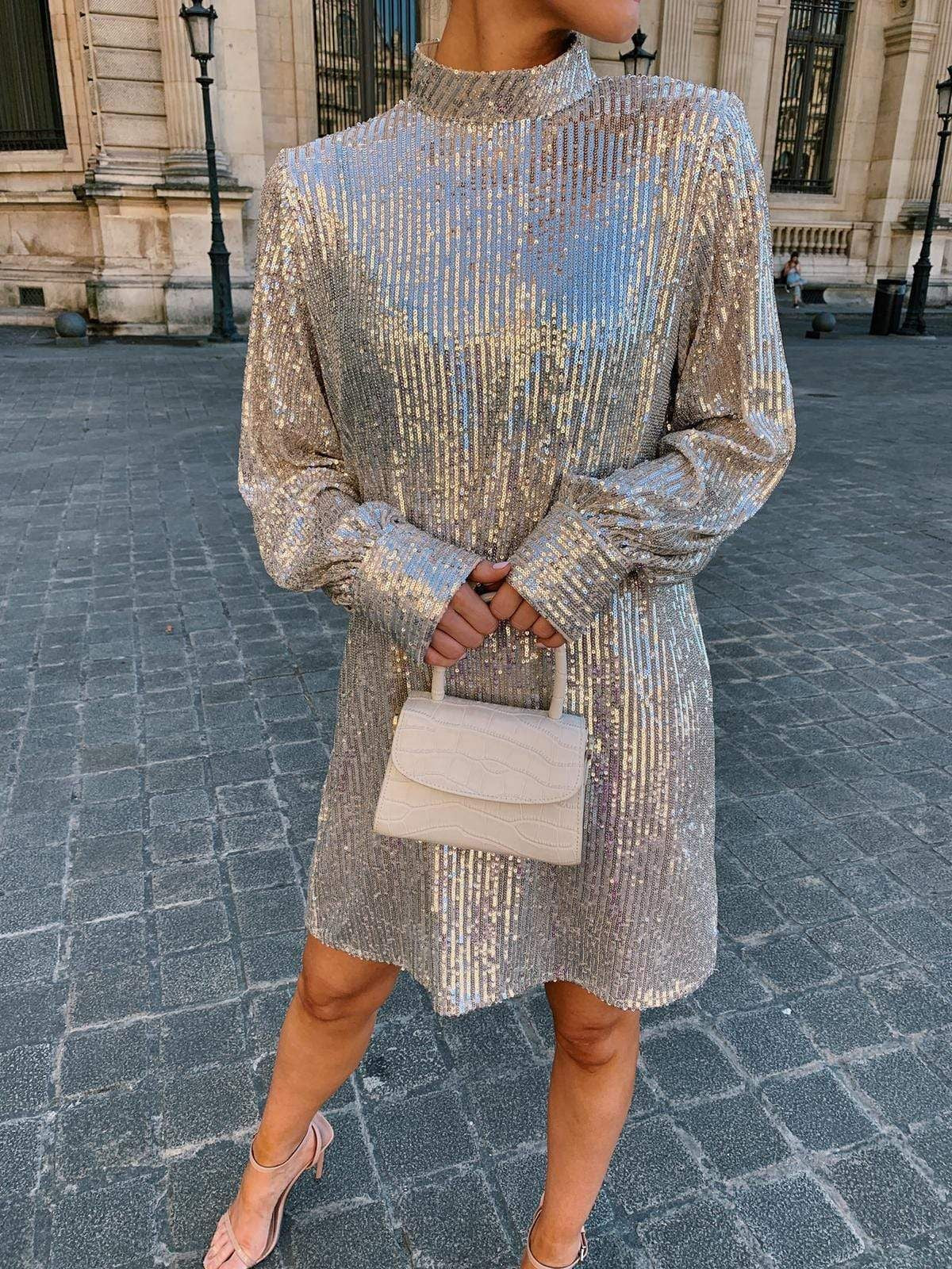 NYE Outfits | Glitter Turtleneck Dresses