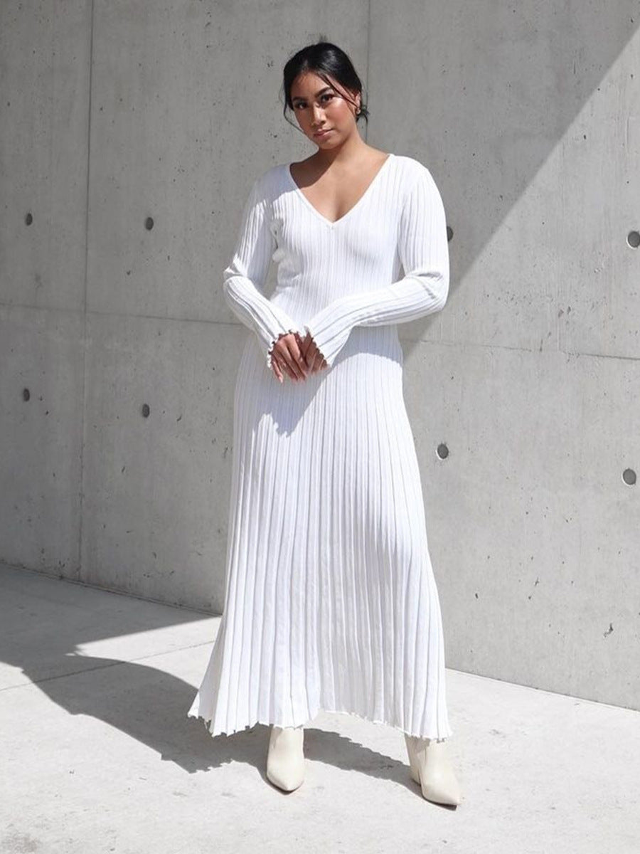 Fall Knitted Dresses | Long Sleeve Round Neck Fitted Knitted Dress TGC FASHION Fall Knitted Dresses | Long Sleeve Round Neck Fitted Knitted Dress TGC FASHION
