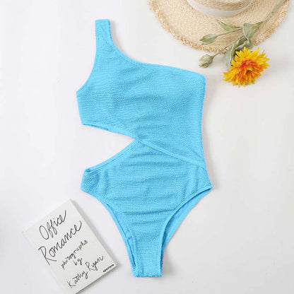 Vacation Outfits | One Shoulder Cut Out One Piece Swimsuit