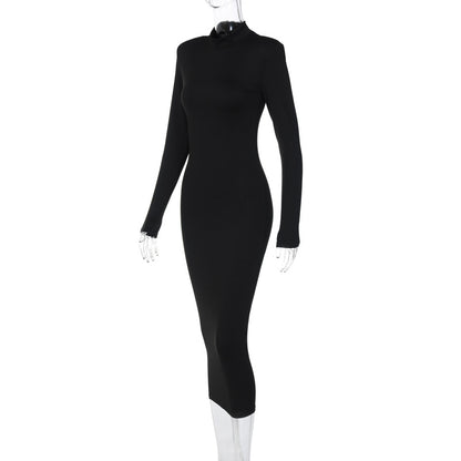 Fall Dresses | Long Turtleneck Black Dress