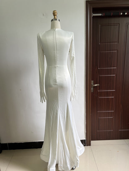 Wedding Dresses 2023 | Silk Opera Gloves Rhinestone See Through Corset Mermaid Dress