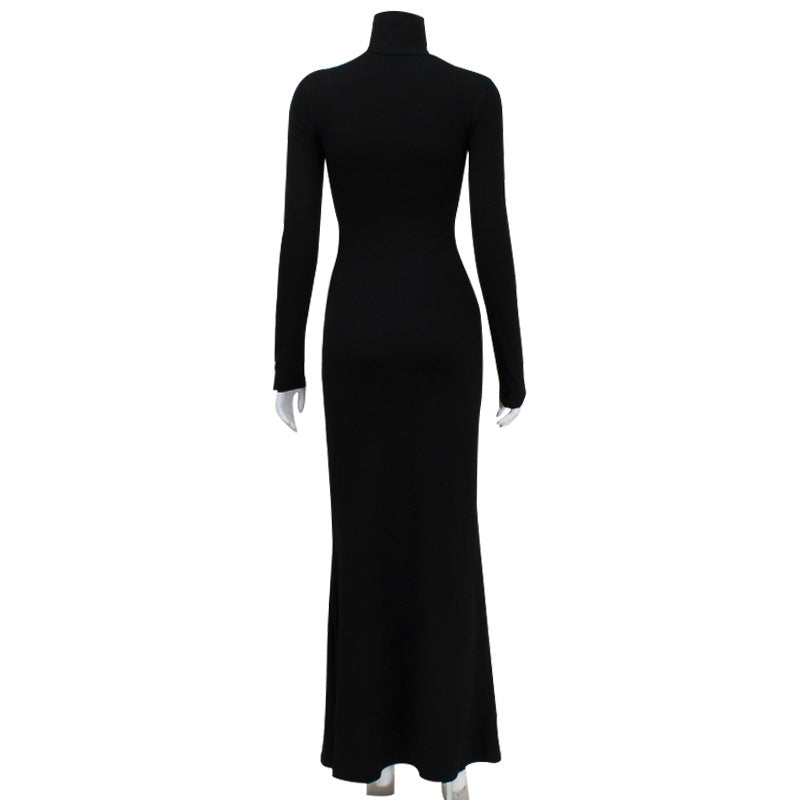 Cute Winter Outfits | Long Sleeve Turtleneck Black Dress