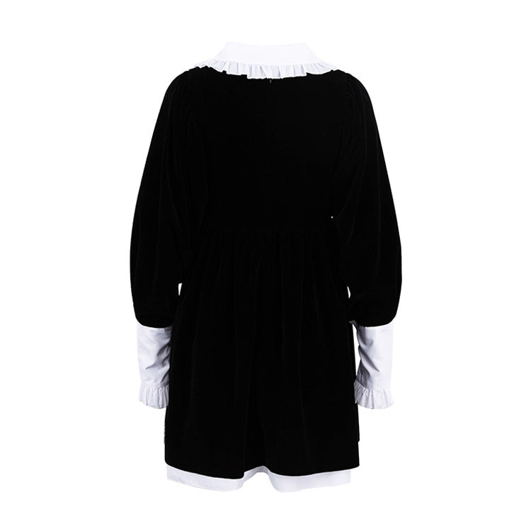 Wednesday Outfits | Conservative French Doll Velvet Black Dress