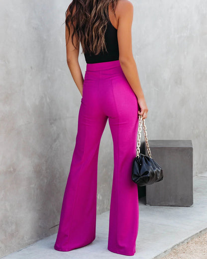 Hot Pink Pants Outfit | High Waist Hot Pink Aesthetic Slit Pants