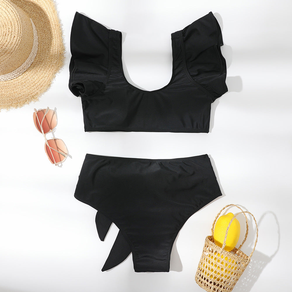 Last Resort Outfit | Black Aesthetic High Waist Ruffle Bikini