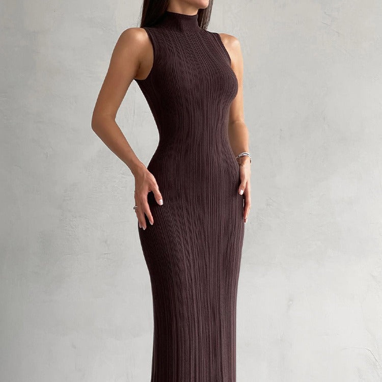 2024 Fashion Trends | Old Money Aesthetic Sleeveless Knitted Maxi Sweater Dress M / Black 2024 Fashion Trends | Old Money Aesthetic Sleeveless Knitted Maxi Sweater Dress M / Black